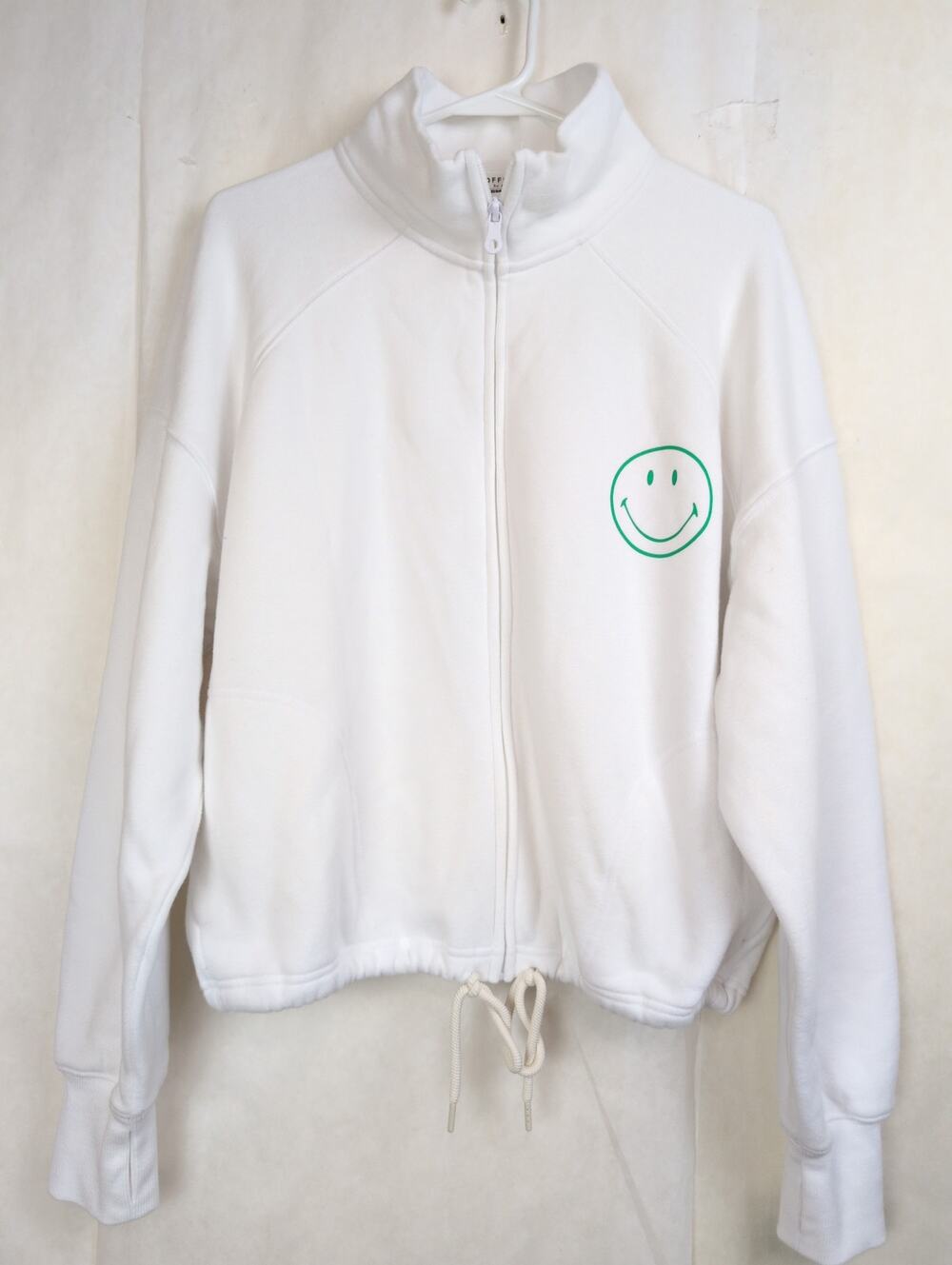 Offline by Aerie Smiley white full zip funnel neck sweatshirt Size S Cozycore